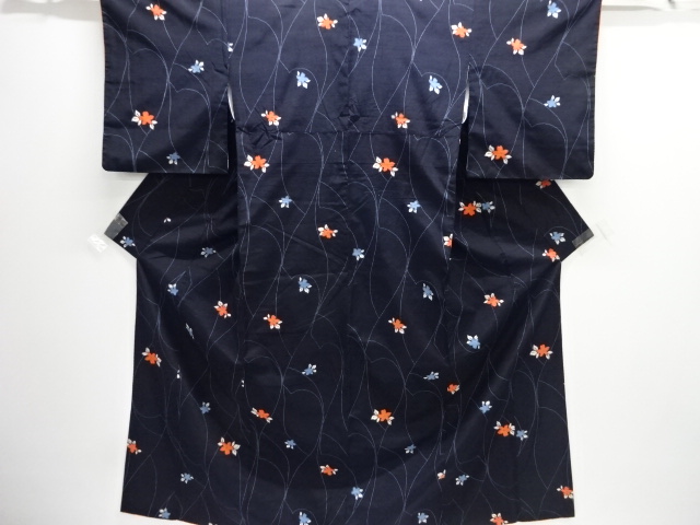 JAPANESE KIMONO / TSUMUGI / WOVEN FLOWER